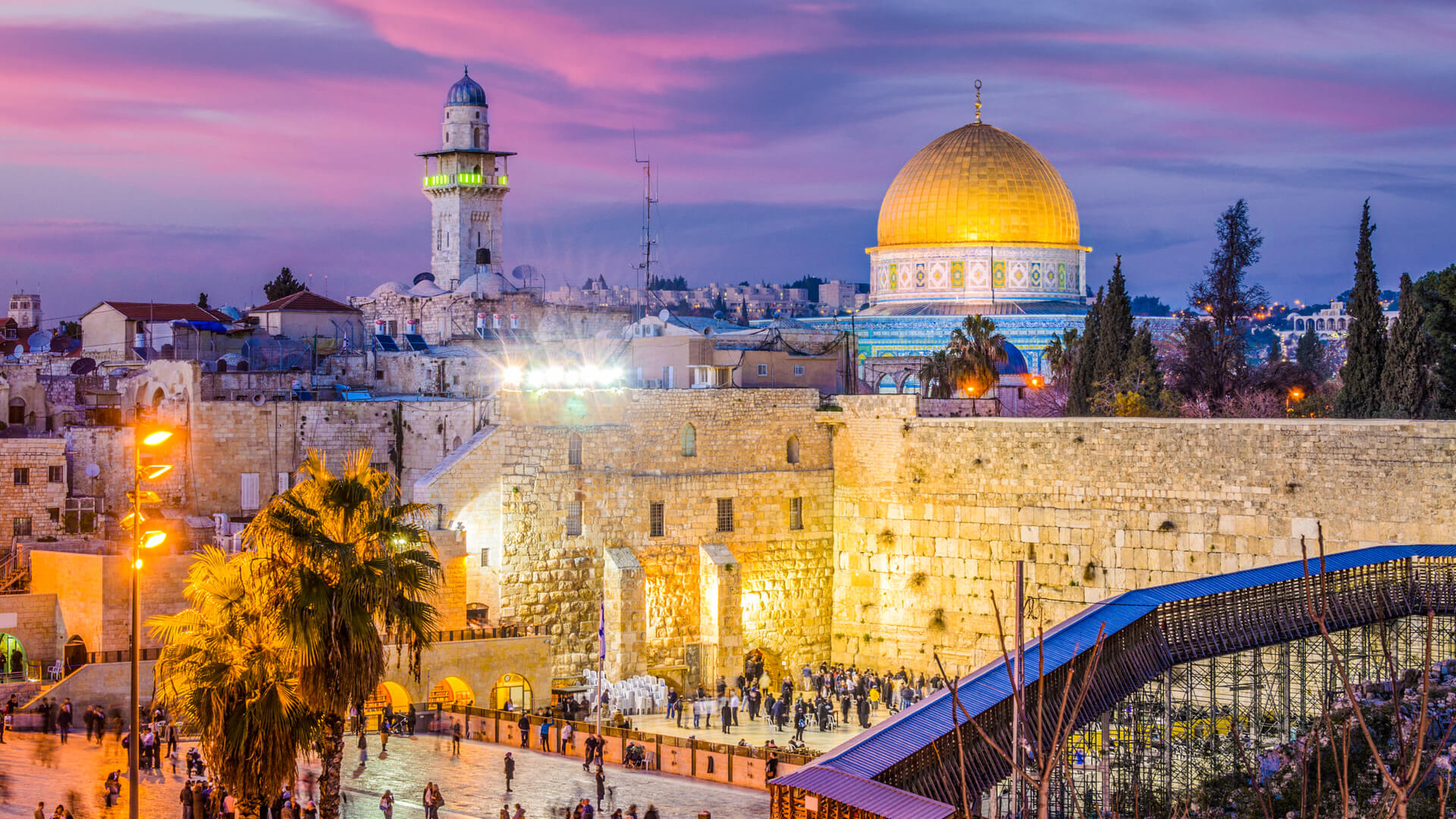 Jeruzalem, staré mesto Izraela pri západnej stene a Skalný dom.